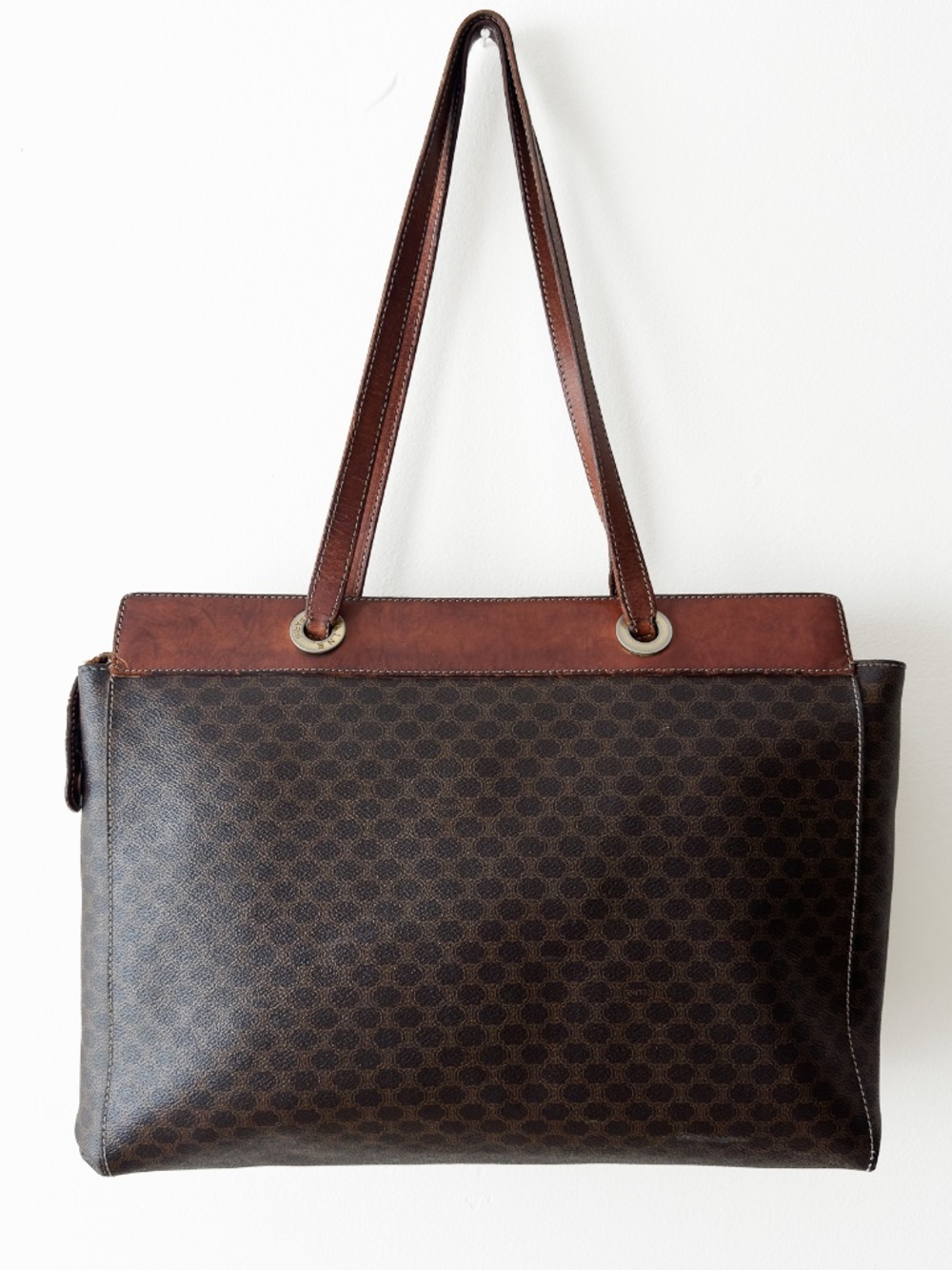 VINTAGE LATE 1980S CELINE MACADAM TOTE LARGE